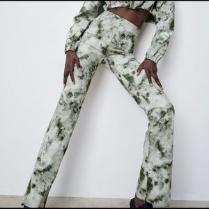 NWT zara green tie dye pants